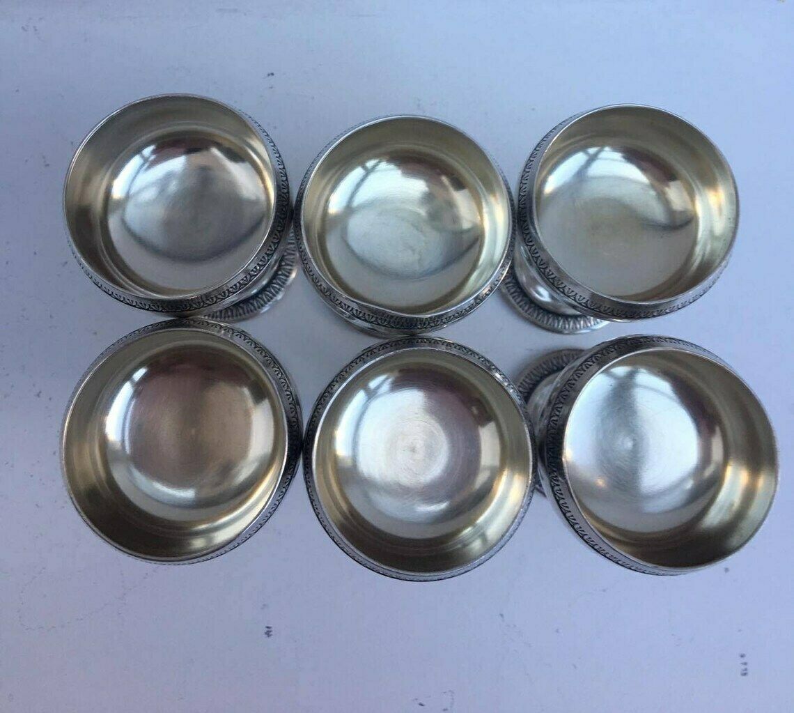 Six, Liqueur Glasses, Metal Shot, Glass, Set Tequila Shots, Silvered Metal Liqueur Service Louis XVI Metal Shot Glass Set, Bar Accessorie photo 164.0