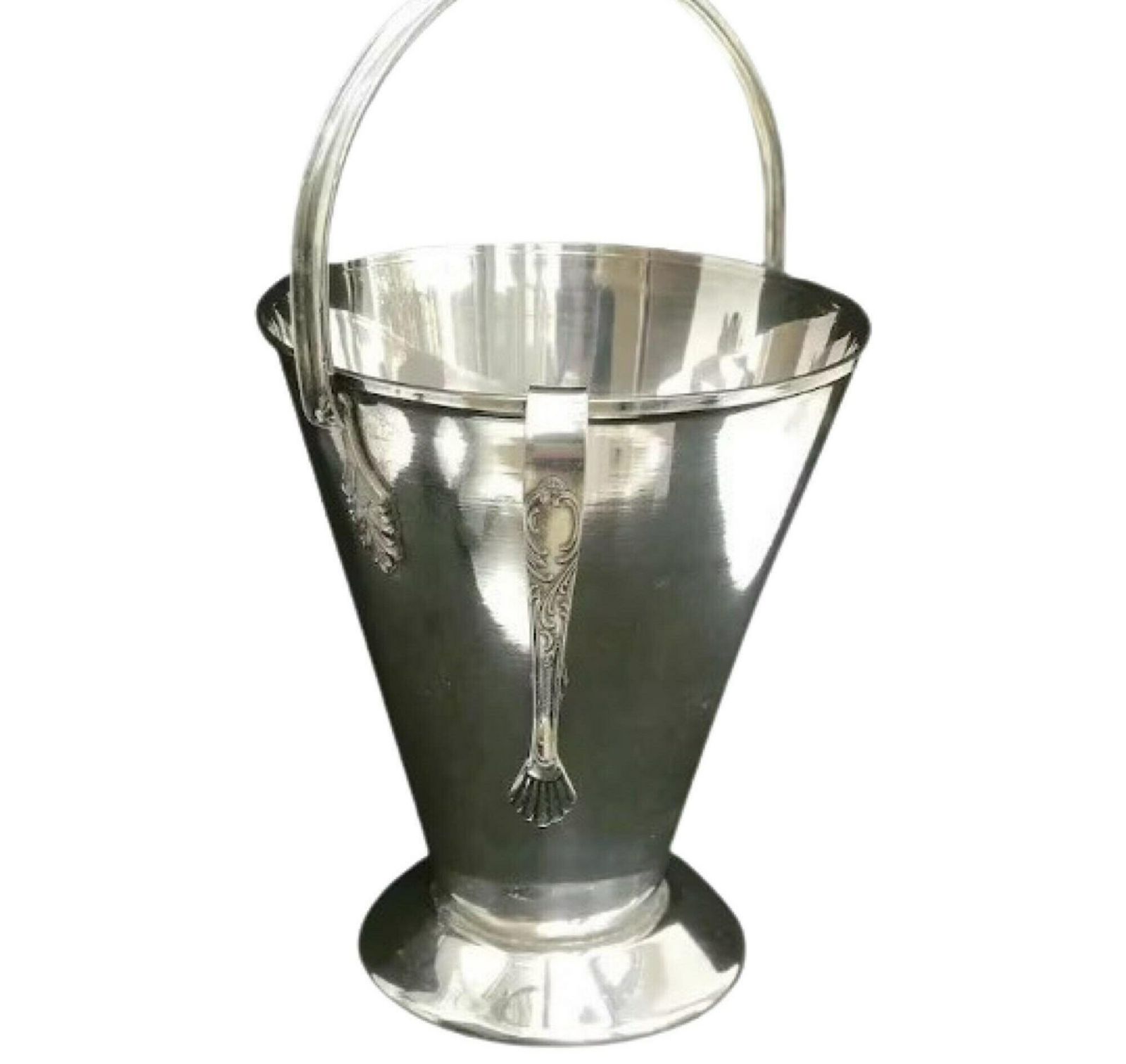 Ice Bucket Silver Plated Italian Cooler Vintage Art Deco Style Bar Bartender Vintage Bar, Cocktail Bar, Party Table Bar Accesories
