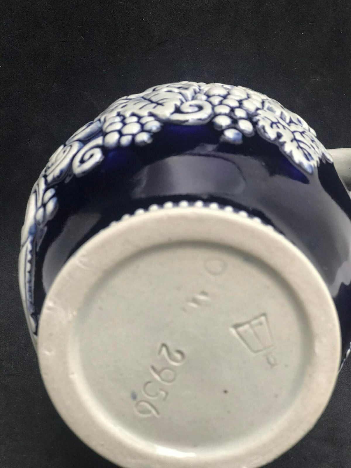 Kan – Geglazuurd Steengoed – Wijnkan Van Een Halve Liter – Karaf – Frans – Blauw Kobalt – Fles – Oliekan – Waterkan – Uniek Cadeau photo vintage
