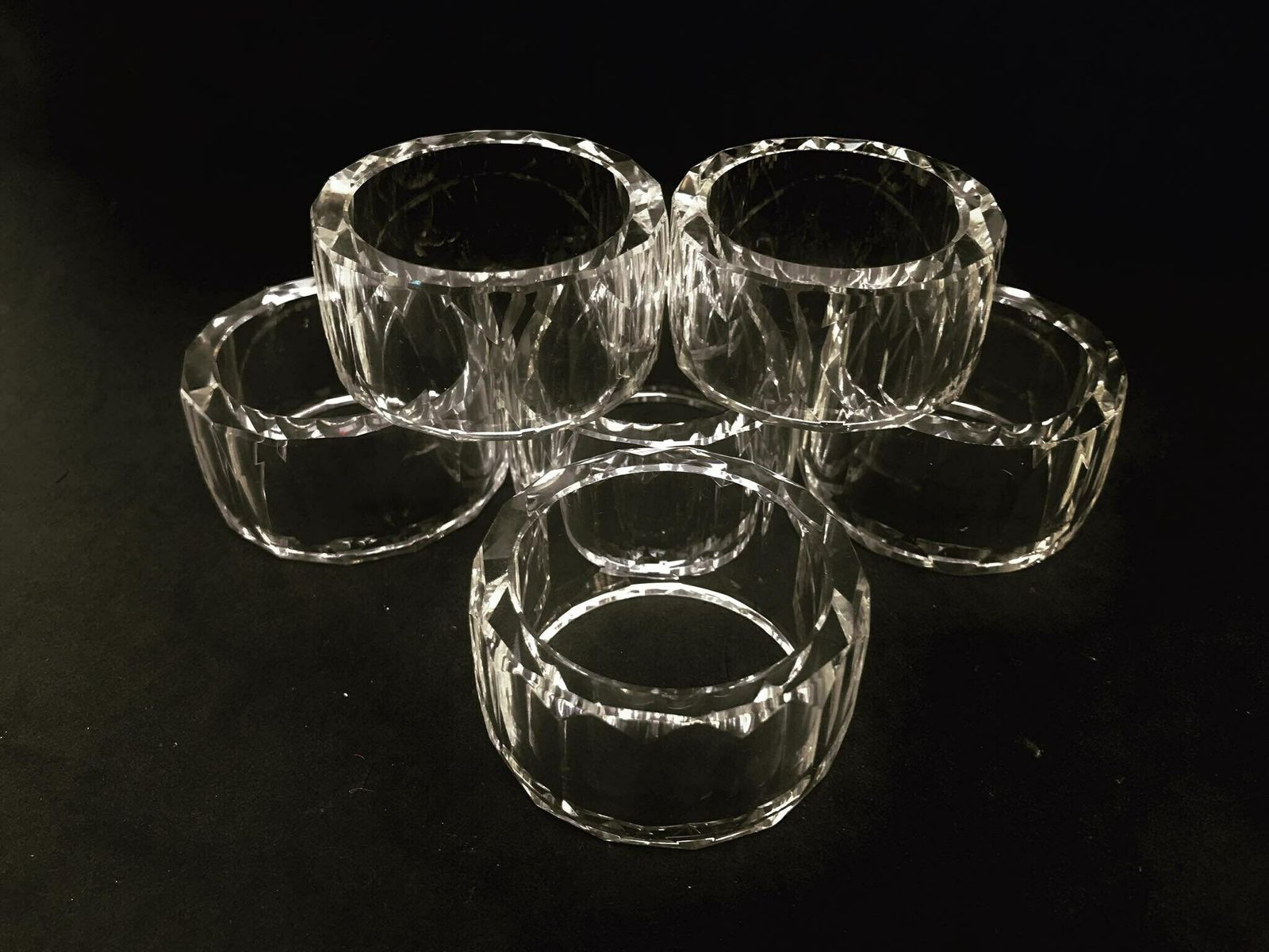 Napkin Rings French Art Glass Design Hostess Gift Lot Of 6 Vintage Clear Glass Retro Classic Table Gift For Her Wedding Gift photo for sale