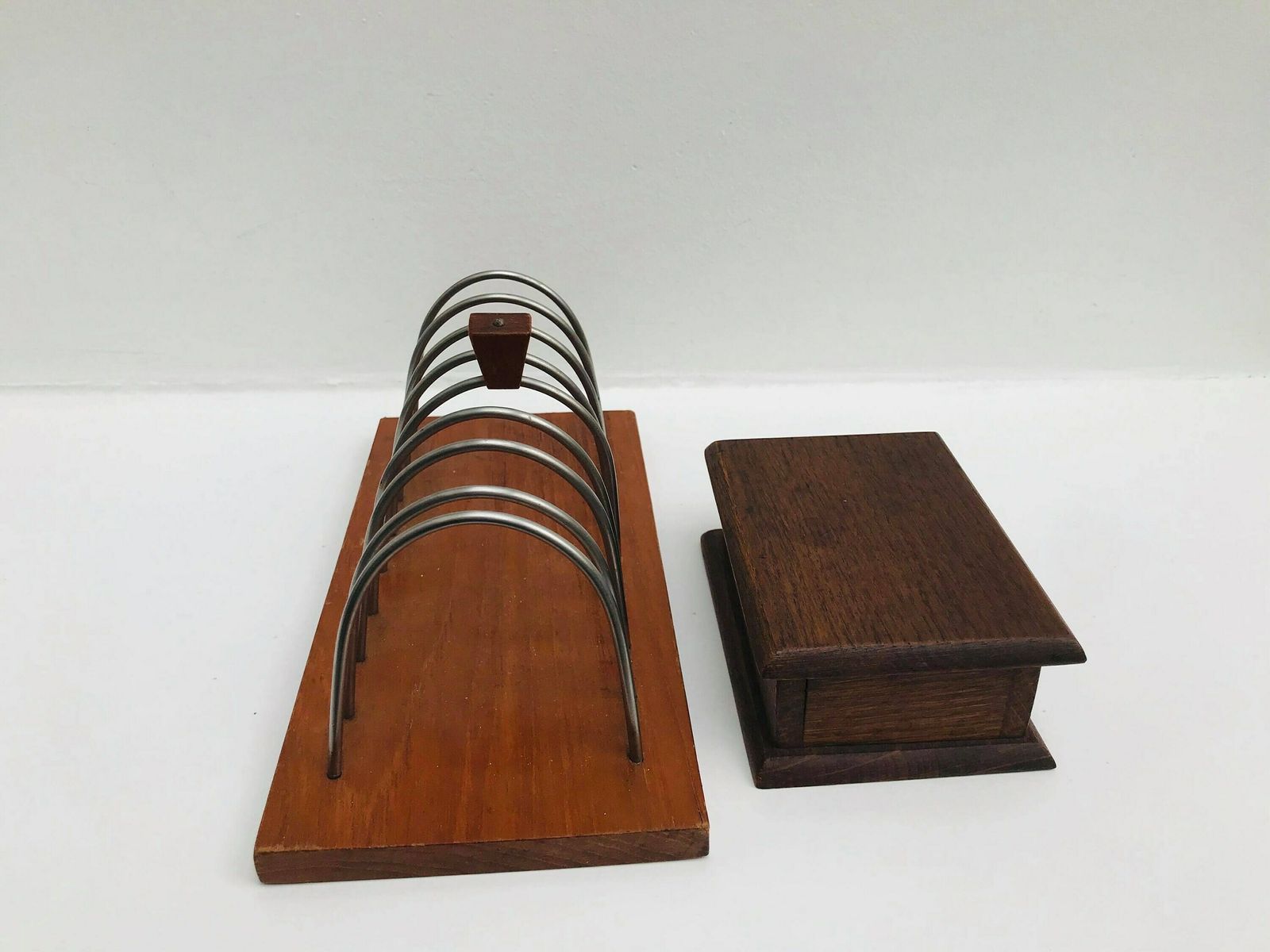 Wooden Desk Accessories Mid Century Teak Wooden Stamp Box Letter Holder Desk Organizer Ornaments Gift For Her Decor 50s Box Collector Gift photo furniture