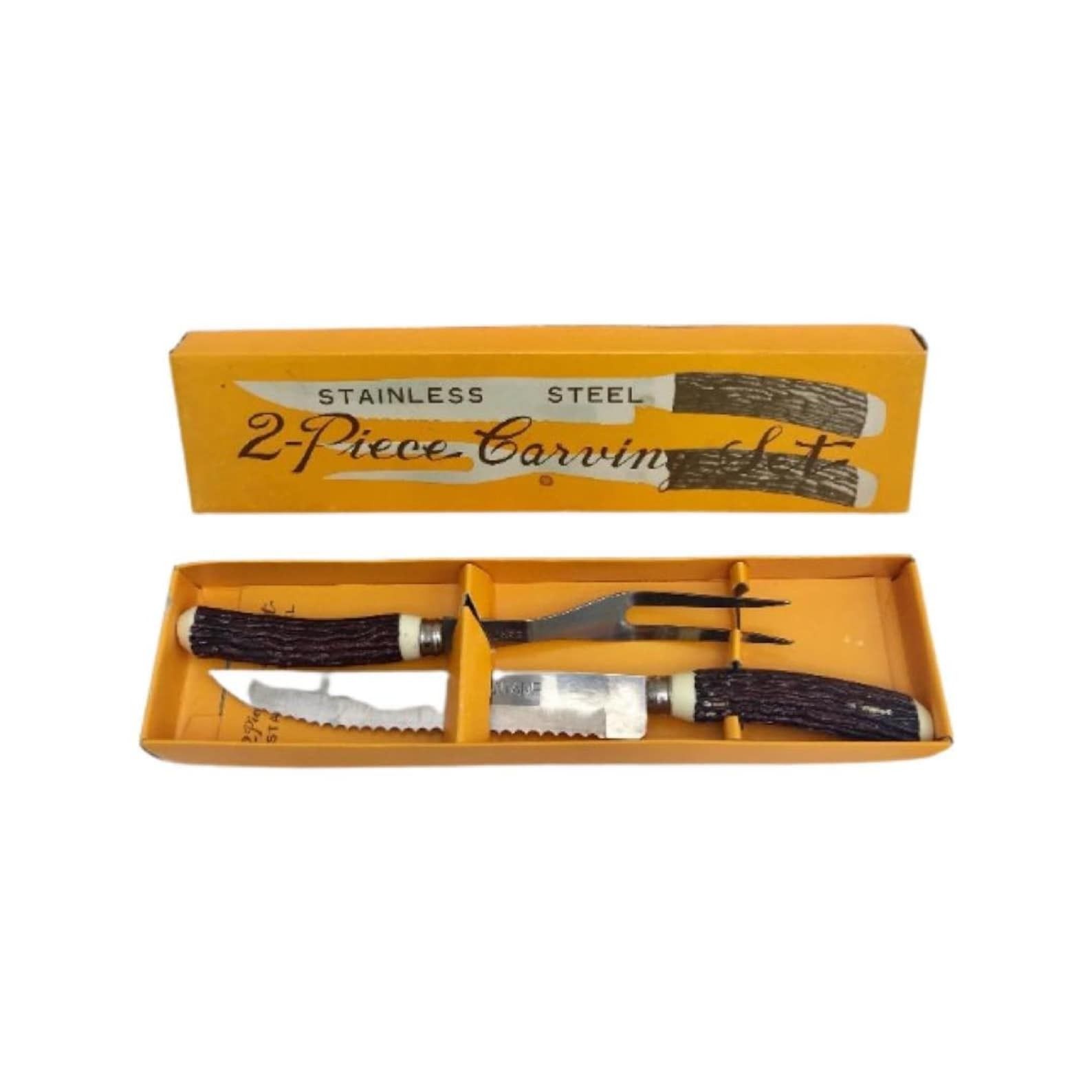 Carving Knife Boxed Harpening Steel Knife Carving Set Collectible Flatware, Retro Cutlery Barbecue Tools Garden Dinner Grill Accessories