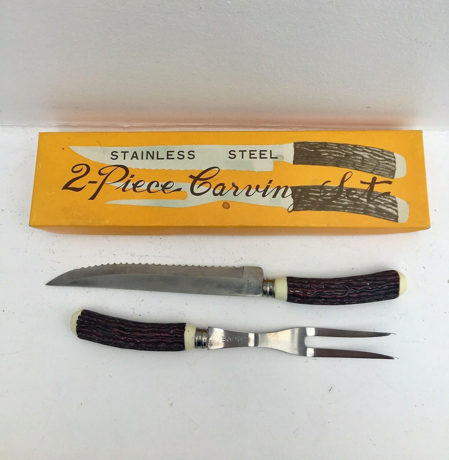 Carving Knife Boxed Harpening Steel Knife Carving Set Collectible Flatware, Retro Cutlery Barbecue Tools Garden Dinner Grill Accessories photo for sale