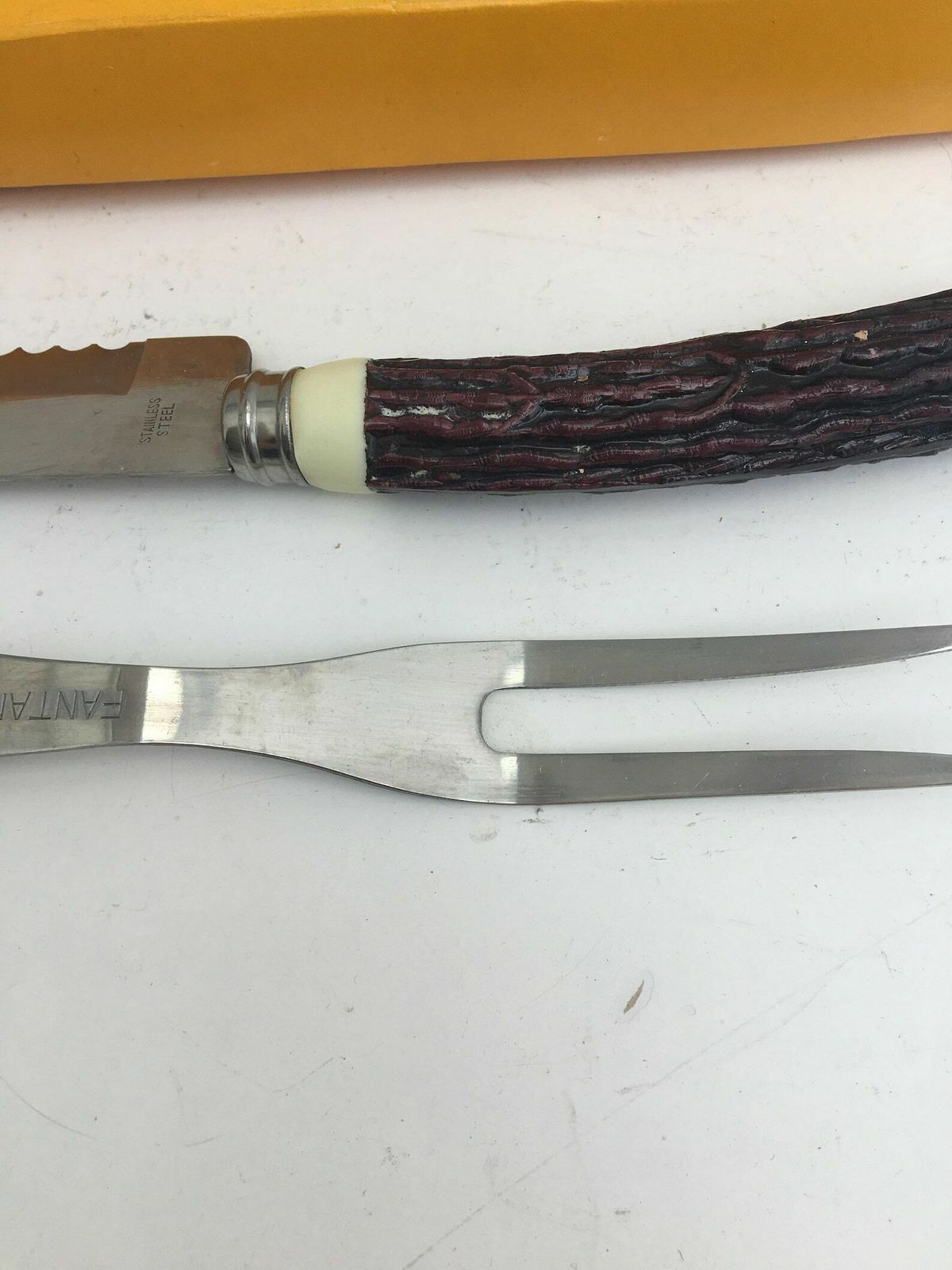 Carving Knife Boxed Harpening Steel Knife Carving Set Collectible Flatware, Retro Cutlery Barbecue Tools Garden Dinner Grill Accessories photo vintage