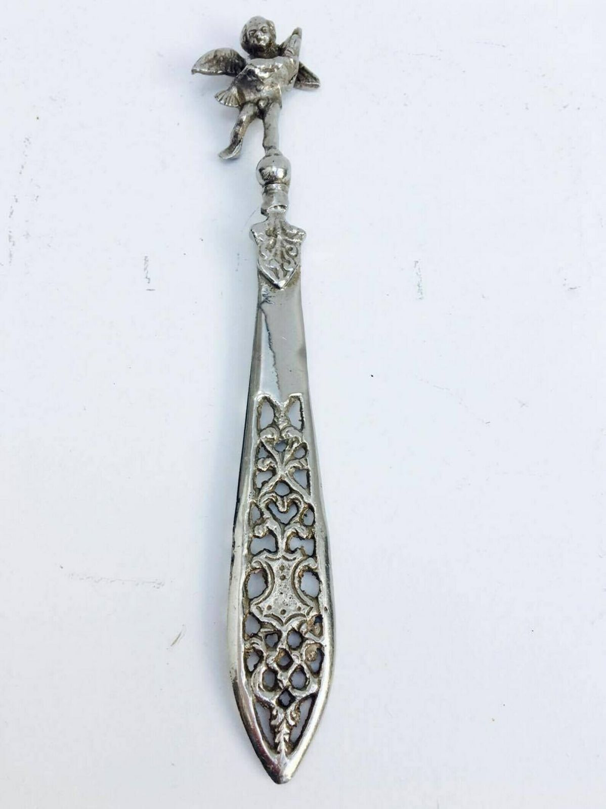 Letter Opener Silver Plated Cherub Letter Knife Engraved Plated Letter Opener, Metal Office Knife, Gift Idea , Made In Italy Silver Plate photo vinterior
