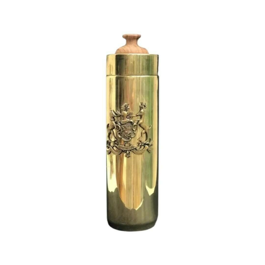 Cocktail Shaker Vintage Tommi Parzinger, Brass Walnut Hollywood Regency Italian Cylinder Brass Made In Italy 1970s Gift Collector