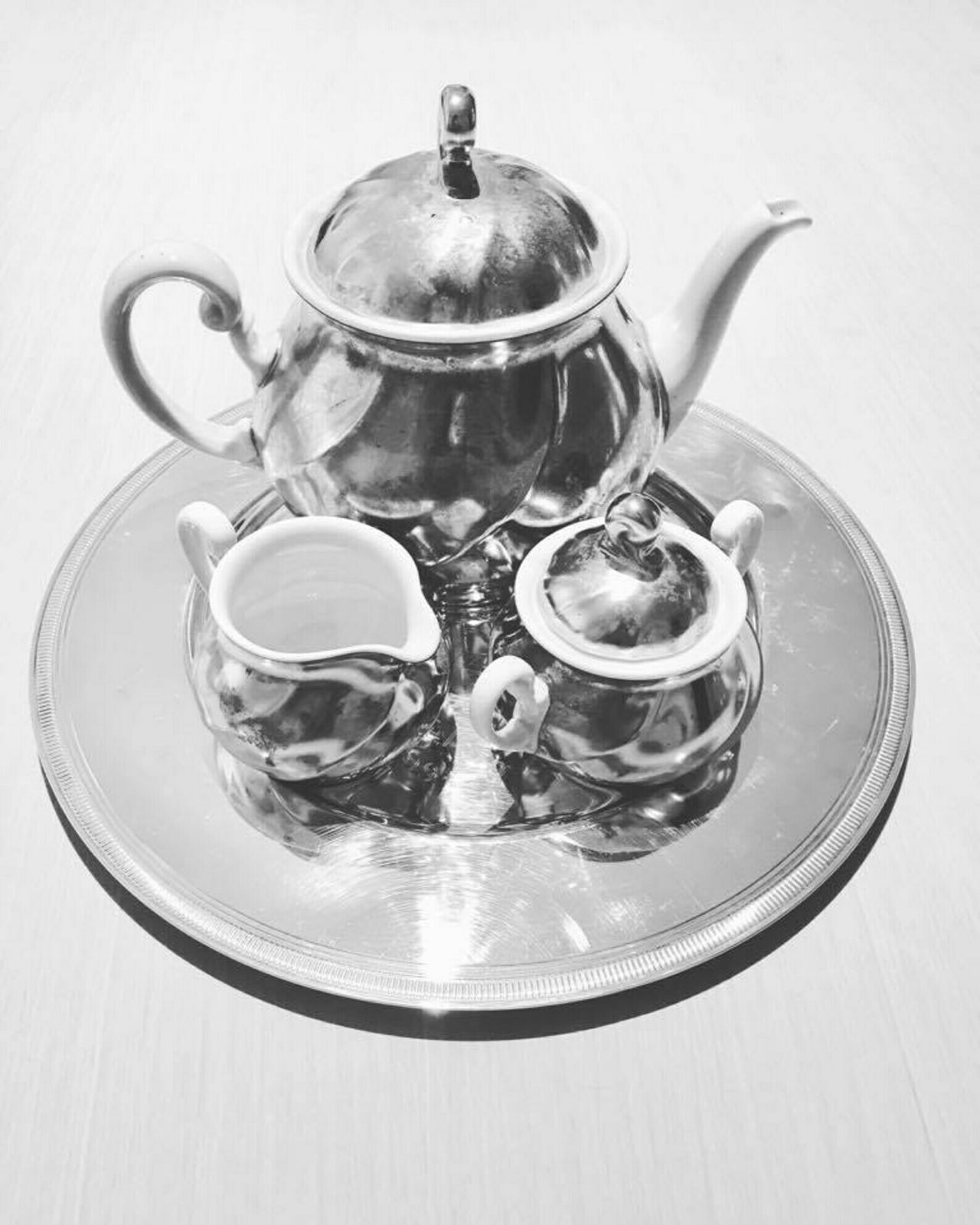 Tea Set Or Coffee Set Of 3 Pieces, Teapot, Sugar Bowl And Creamer, Milk Pot Of The Iconic Belgian House Demeyere. Vintage Belgium 1970s photo furniture