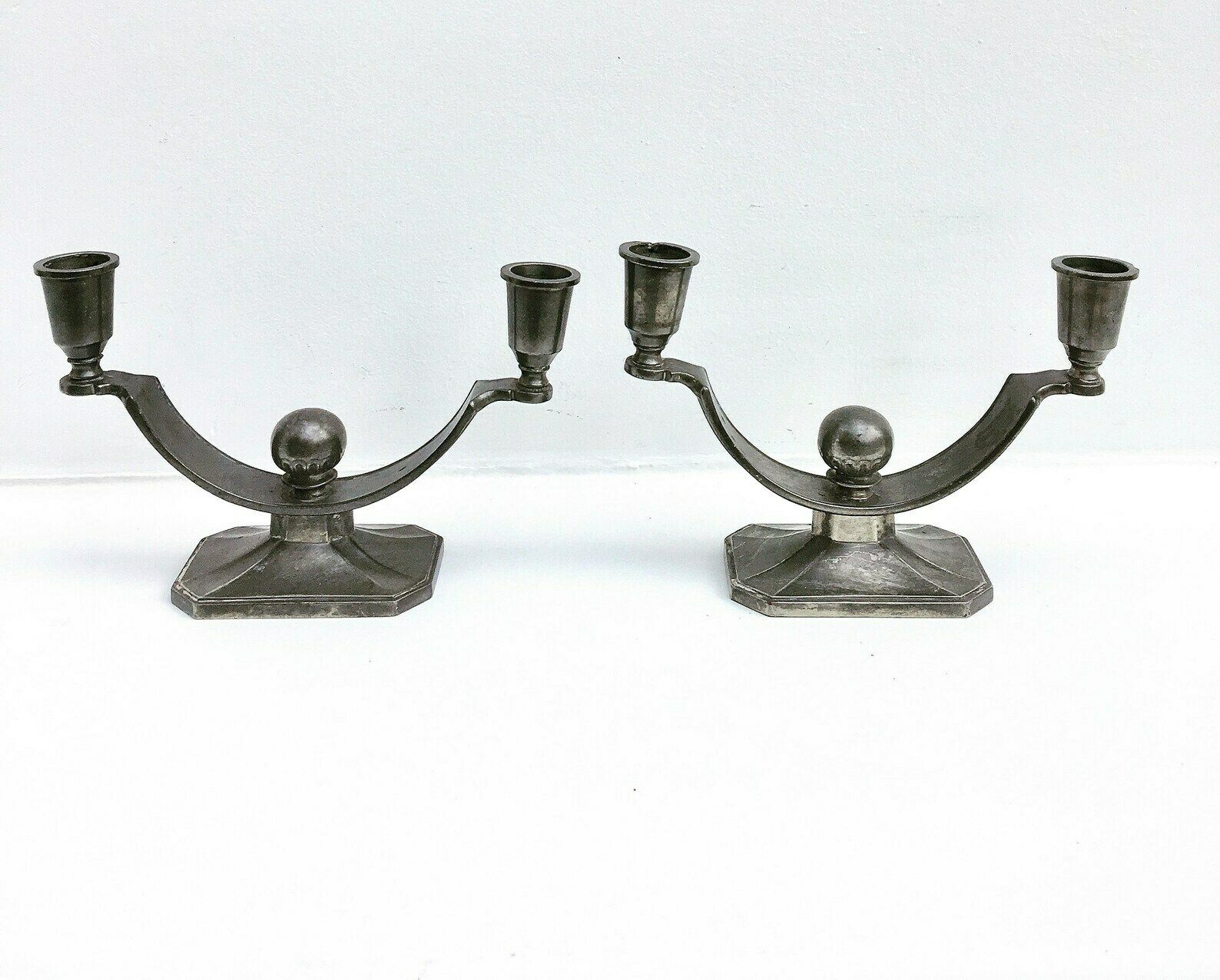 Scandinavische Kandelaars – Just Andersen – Art Deco – Tin – Denemarken, 1932 photo furniture