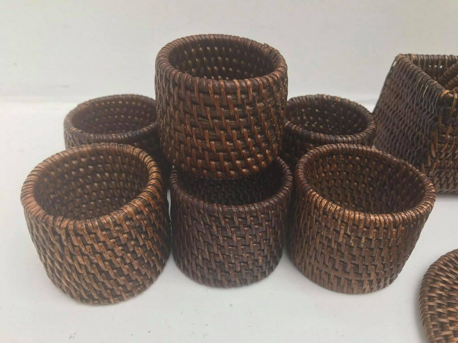 Rotan Vintage Gevlochten Set – 7 Servetringen En 8 Onderzetters – Boho Chic Tafeldecoratie, Bohemian Stijl, Tuin, Rustieke Keuken photo buy