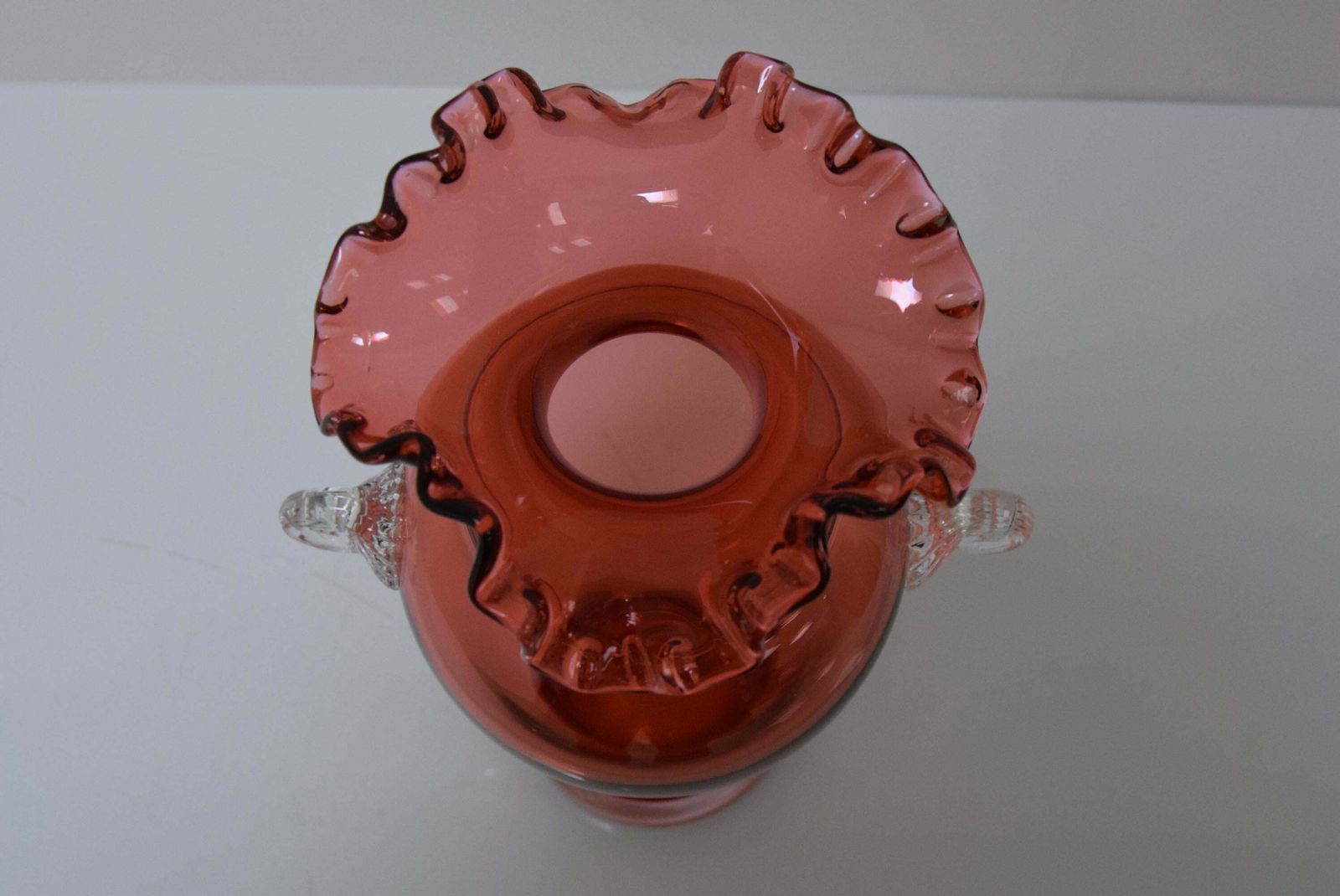 256.0 Art Czech Glass Vase, By Glasswork Novy Bor, 1950s photo
