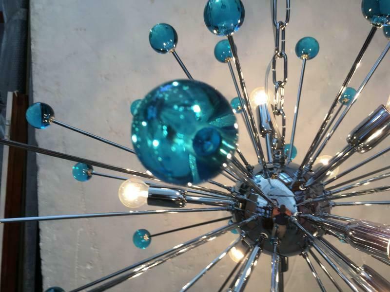 Chandelier Murano Glass Sputnik Blue Italian Handmade  Impressive photo furniture