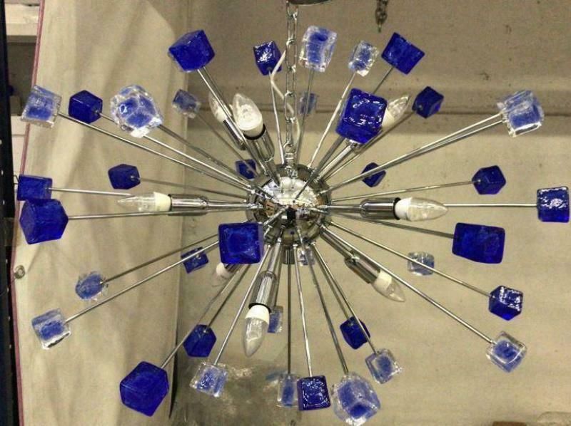 Chandelier Murano Glass Sputnik Blue Italian Handmade photo furniture