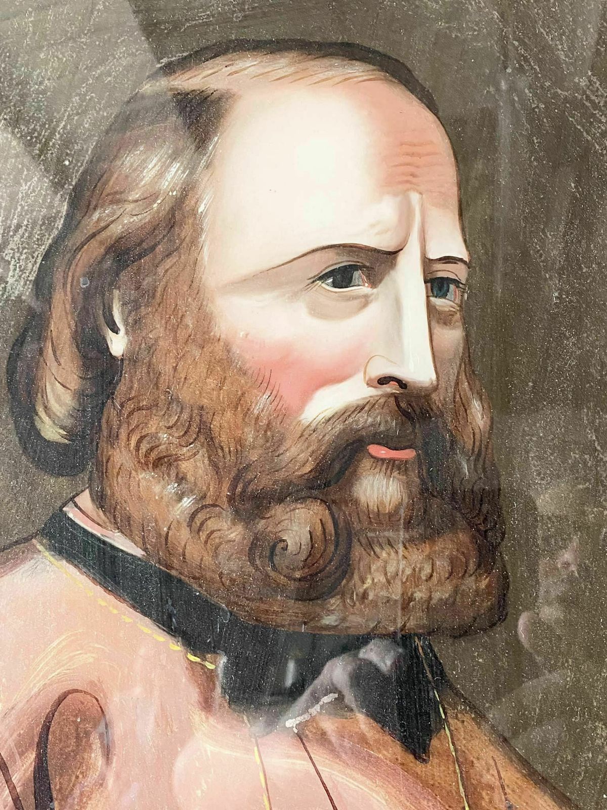 Antique Reverse Oil On Glass Giuseppe Garibaldi Painting photo buy