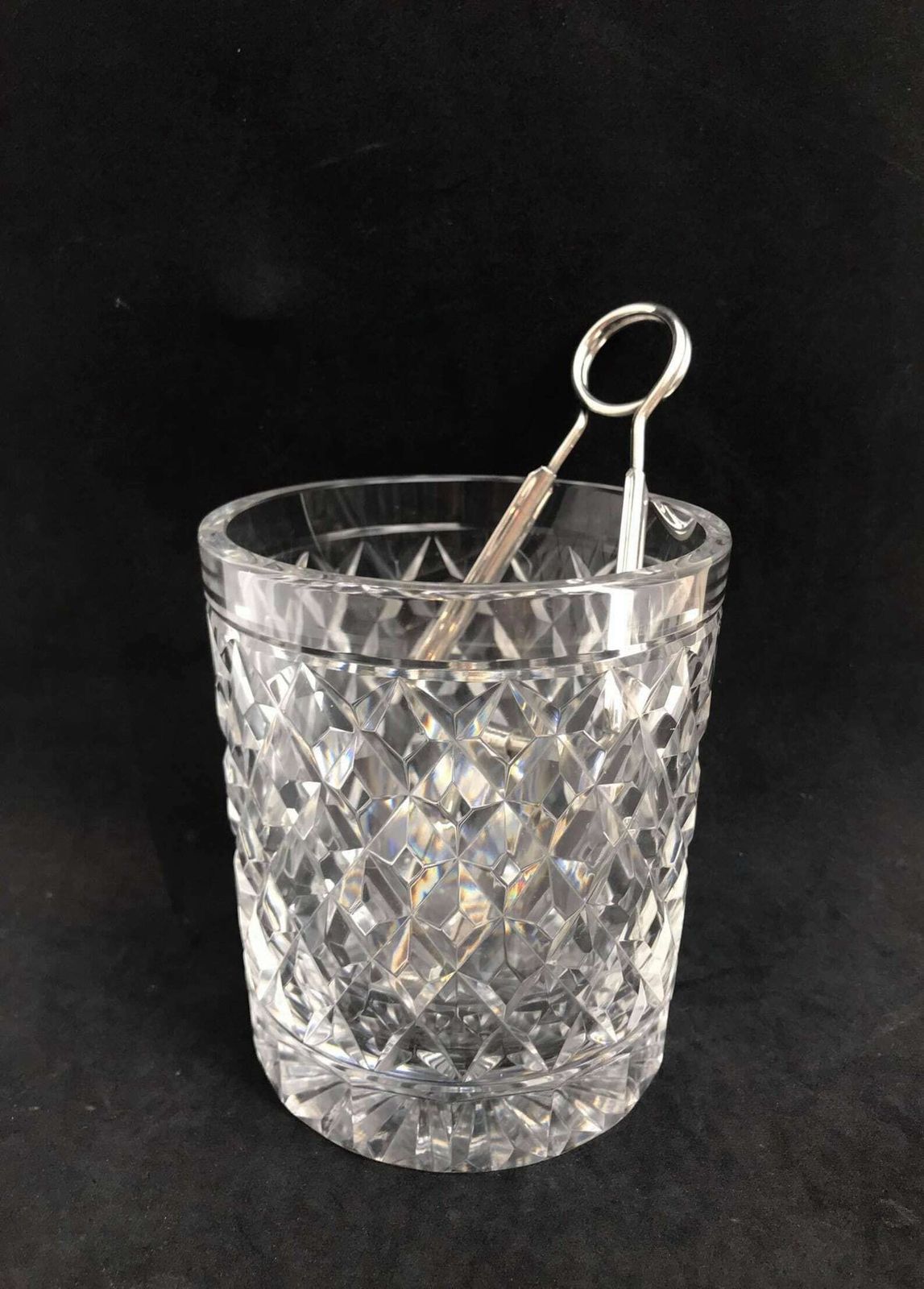 photo furniture Ice Bucket Vintage Heavycut Crystal Bucket 50s. Carved, Bar Accessories, Mid Century Modern Vintage Bar, Cocktails Gift Him