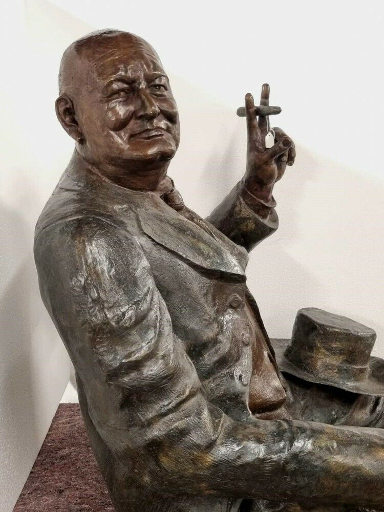 Large Bronze Winston Churchill Statue Seated British Pm Casting photo for sale