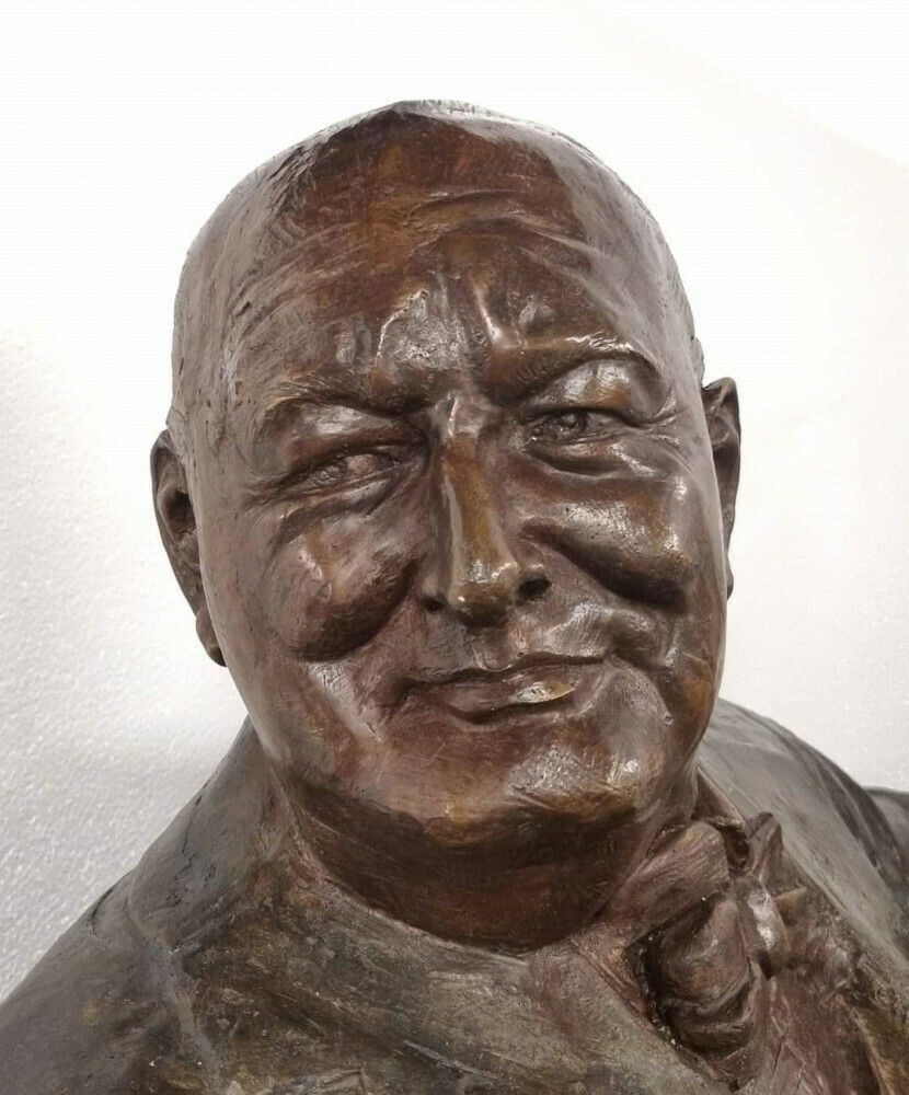 Large Bronze Winston Churchill Statue Seated British Pm Casting photo vinterior