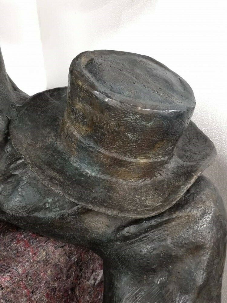 Large Bronze Winston Churchill Statue Seated British Pm Casting photo vintage