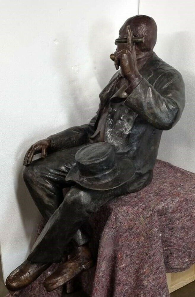 photo buy Large Bronze Winston Churchill Statue Seated British Pm Casting