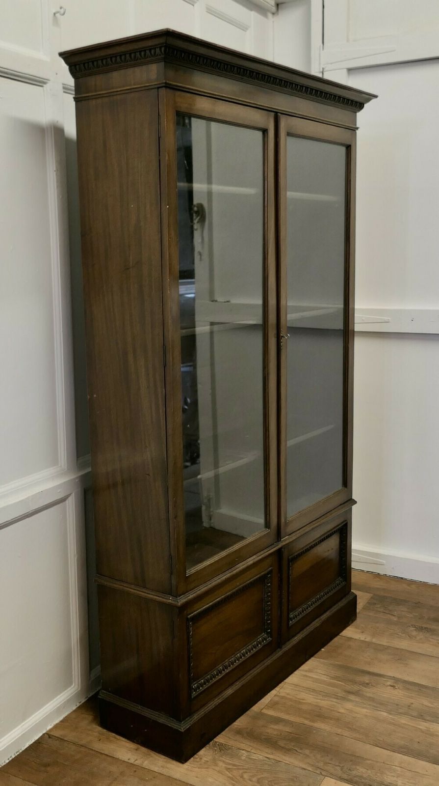 19th Century Tall Glazed Bookcase, With Cupboard Under photo Furniture