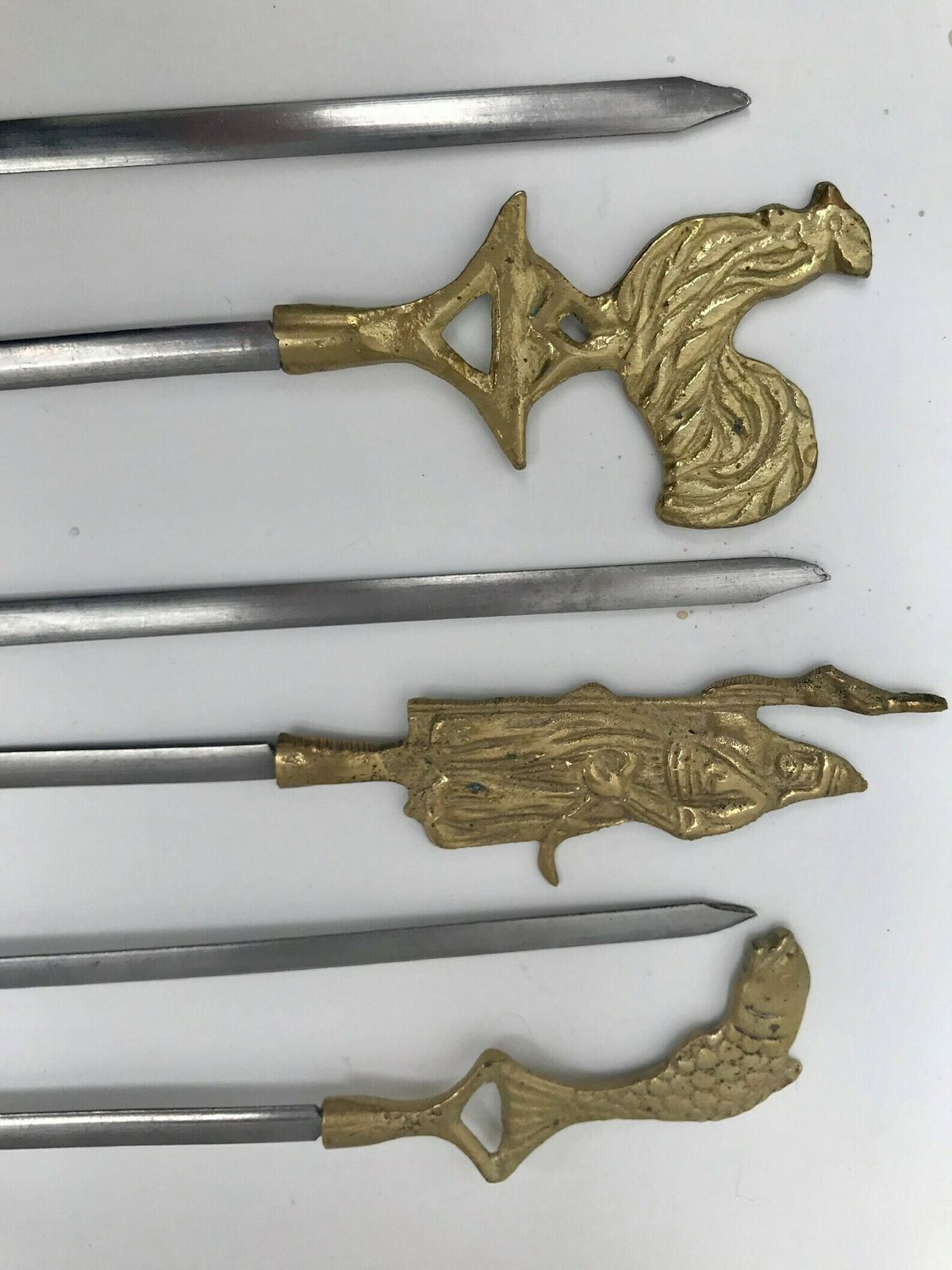 photo for sale Barbecue Skewers Set Large 6 Barbecue Pikes, Kebab Brass And Steel, 60s, Barbecue Lover Gift Grill Accessories Gift For Man Marshmallow