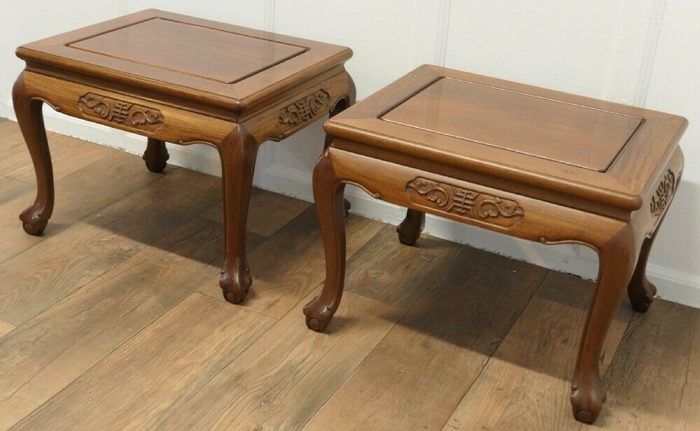 A Pair Of Oriental Teak Low Tables, Coffee Tables photo furniture