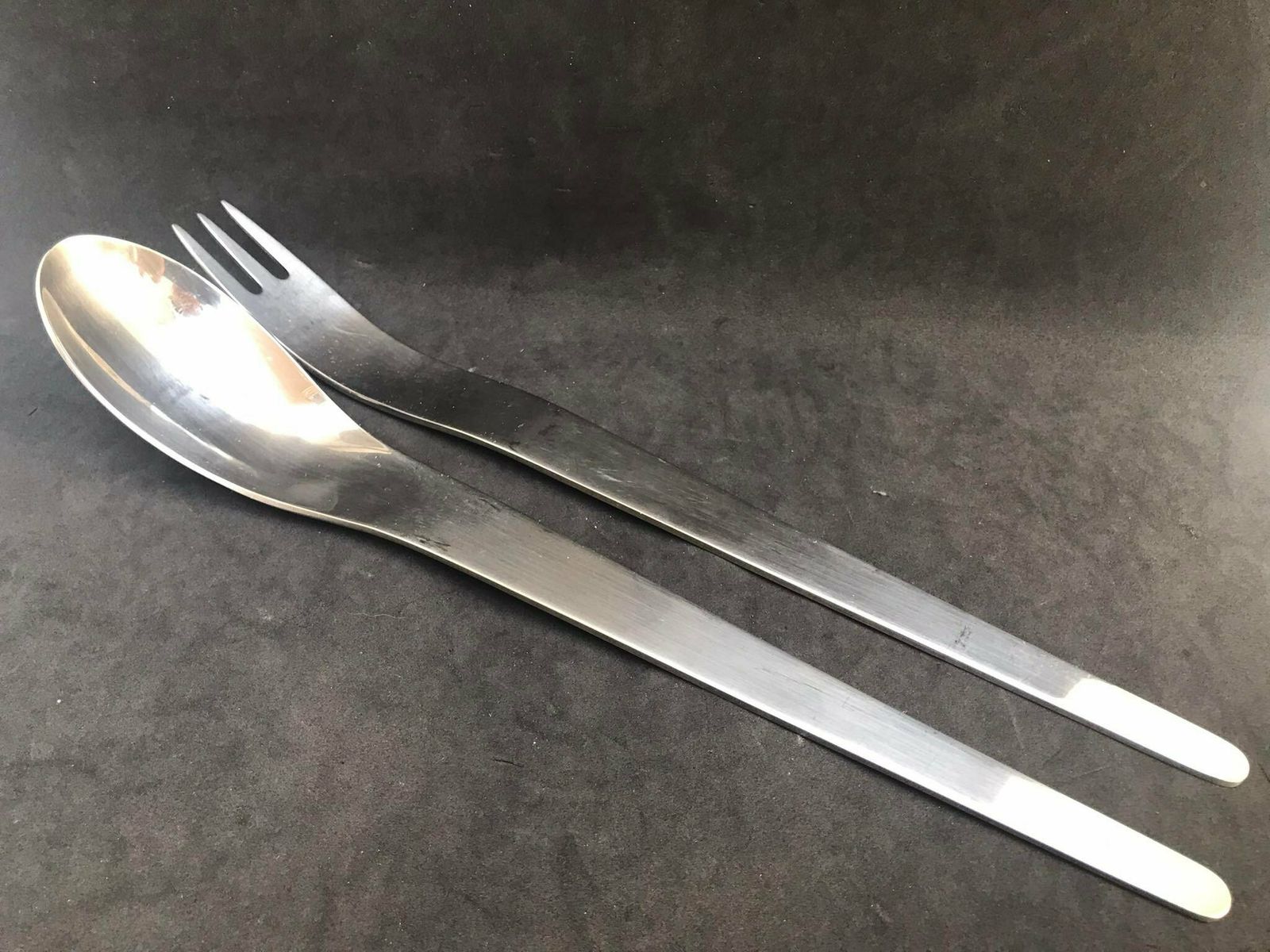 Georg Jensen Salad Server Set 2 Pcs Arne Jacobsen Design Stainless Steel Cutlery Set Modernist Wedding Gift photo for sale