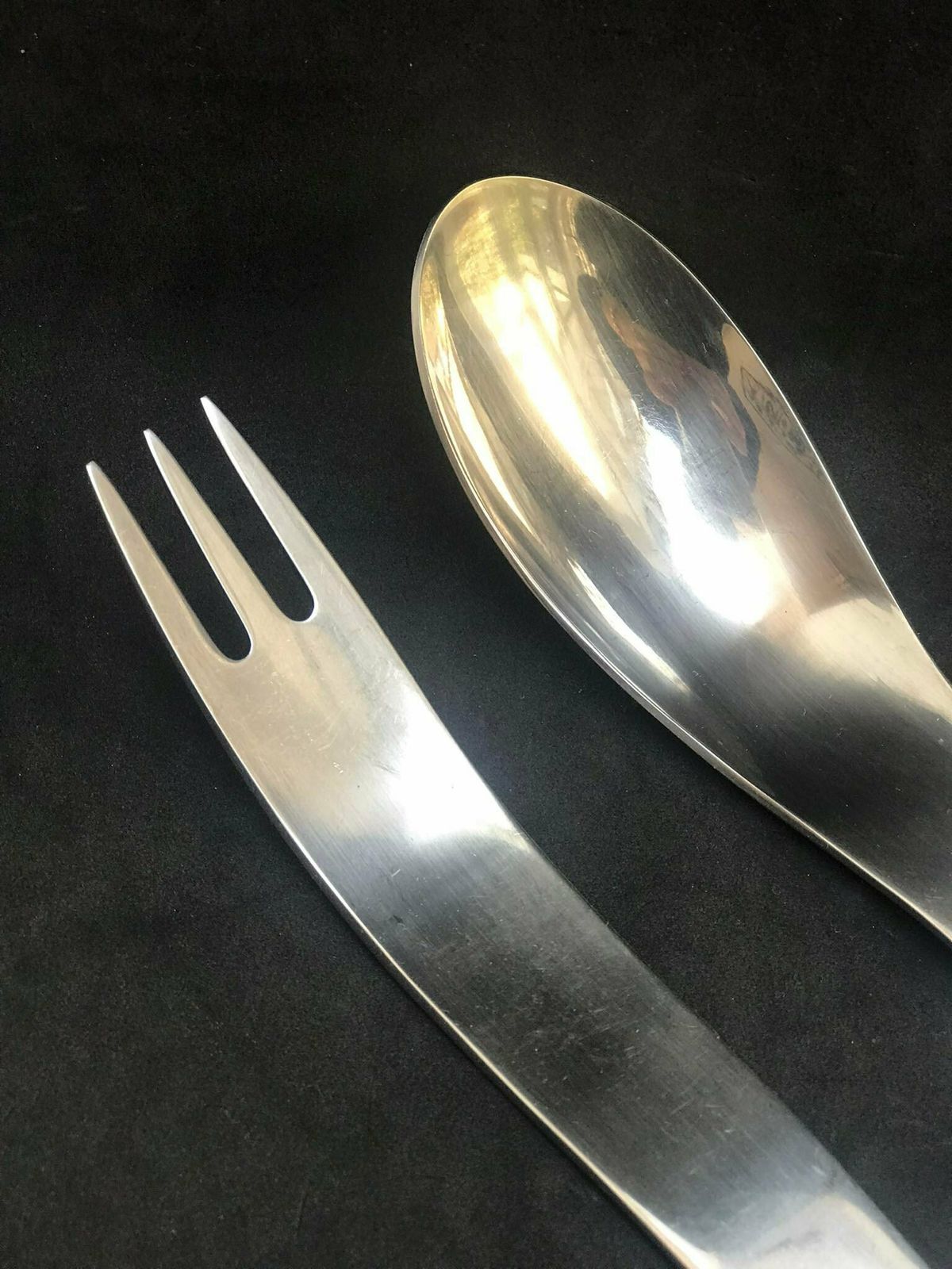 Georg Jensen Salad Server Set 2 Pcs Arne Jacobsen Design Stainless Steel Cutlery Set Modernist Wedding Gift photo 177.0