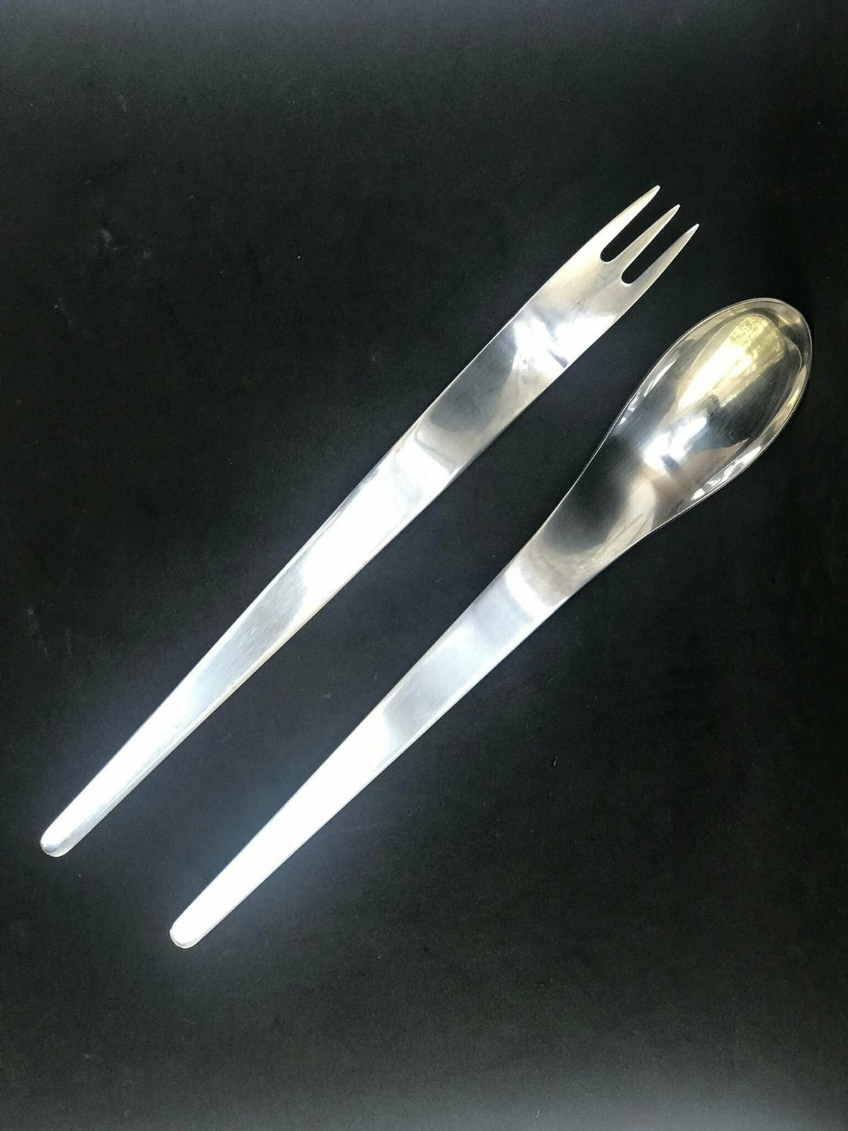 Georg Jensen Salad Server Set 2 Pcs Arne Jacobsen Design Stainless Steel Cutlery Set Modernist Wedding Gift photo vinterior