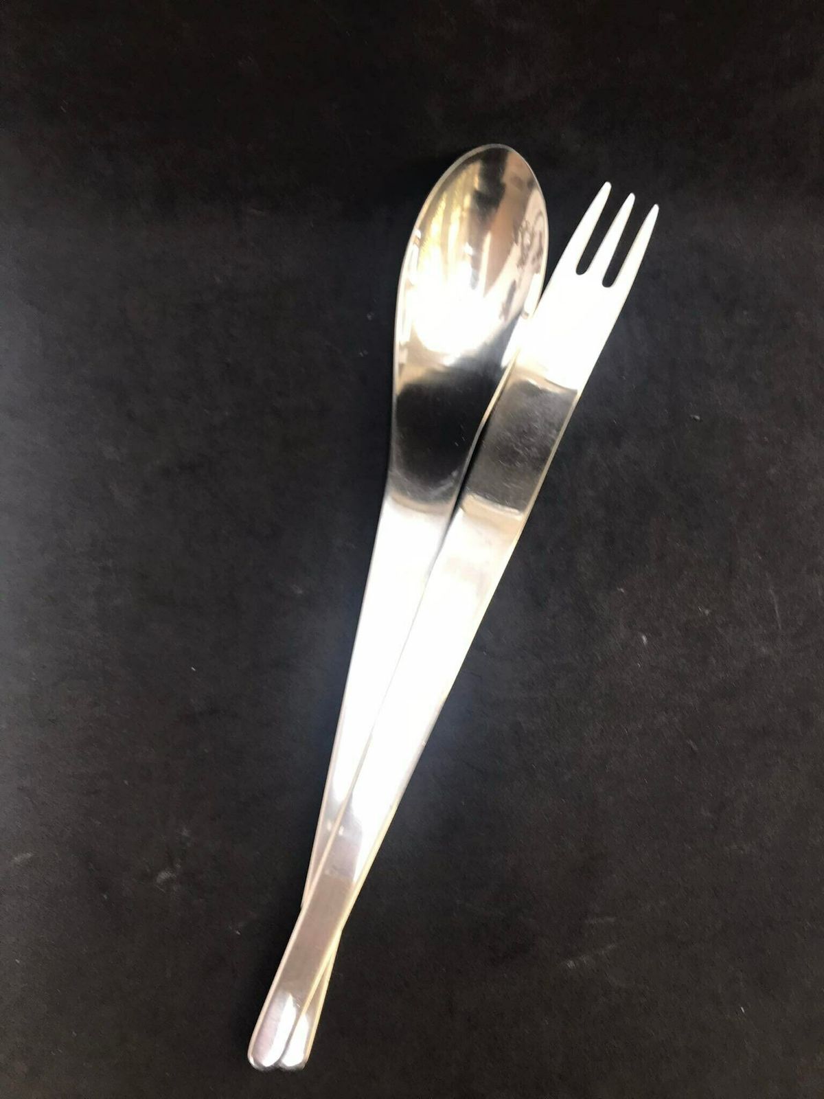 photo for sale Georg Jensen Salad Server Set 2 Pcs Arne Jacobsen Design Stainless Steel Cutlery Set Modernist Wedding Gift