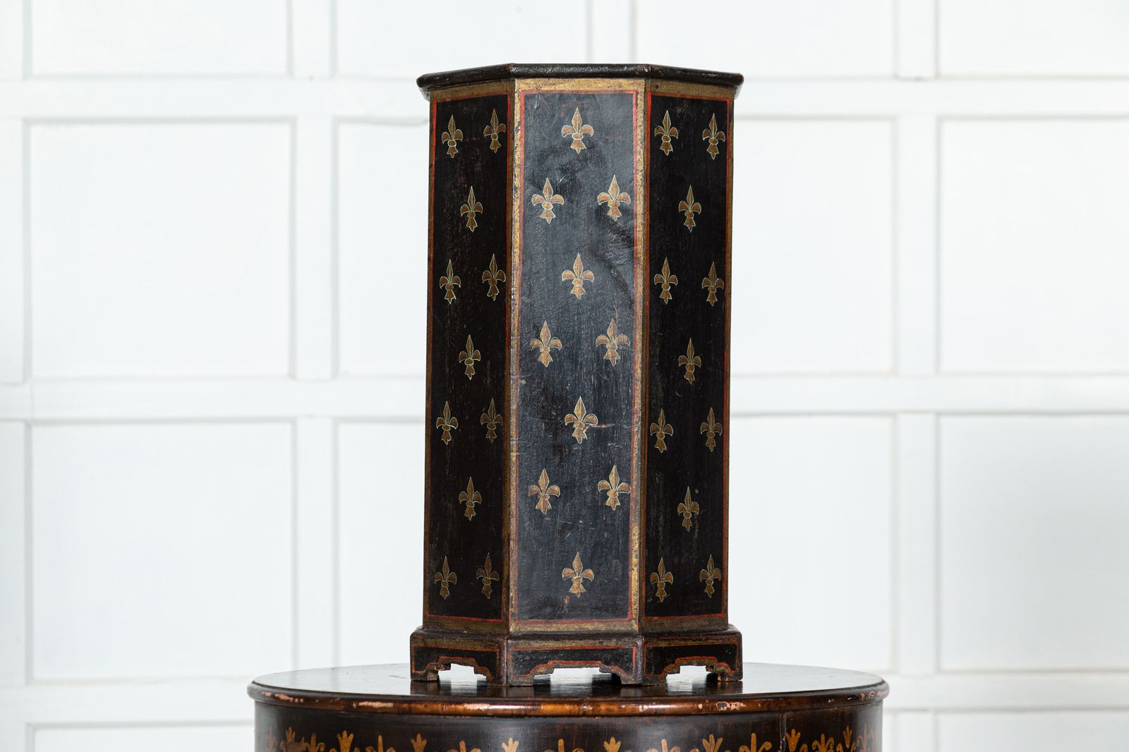 French Napoleon III Fleur De Lis Painted Umbrella Stand photo vintage