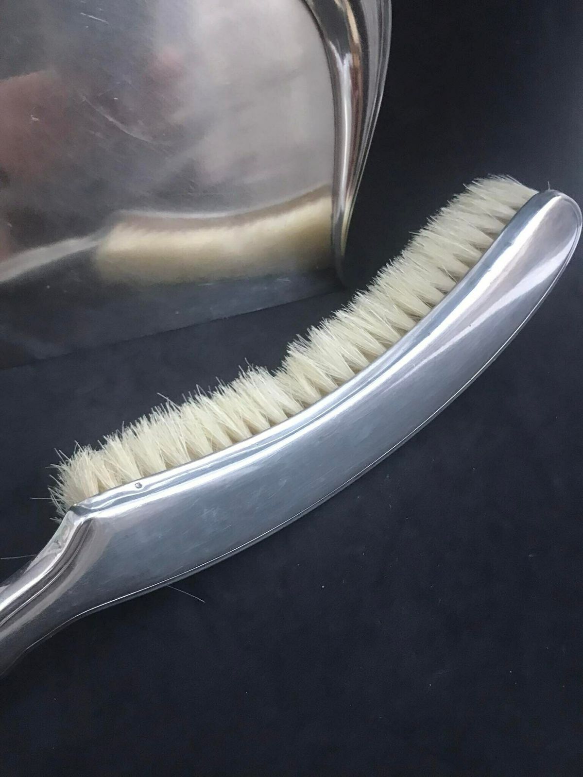 Crumb Catcher Table Shovel And Brush, Wmf German Tableware Service Pick Crumbs Silver Plated Brush Table Art Nouveau 1930s Wedding Gift photo vintage