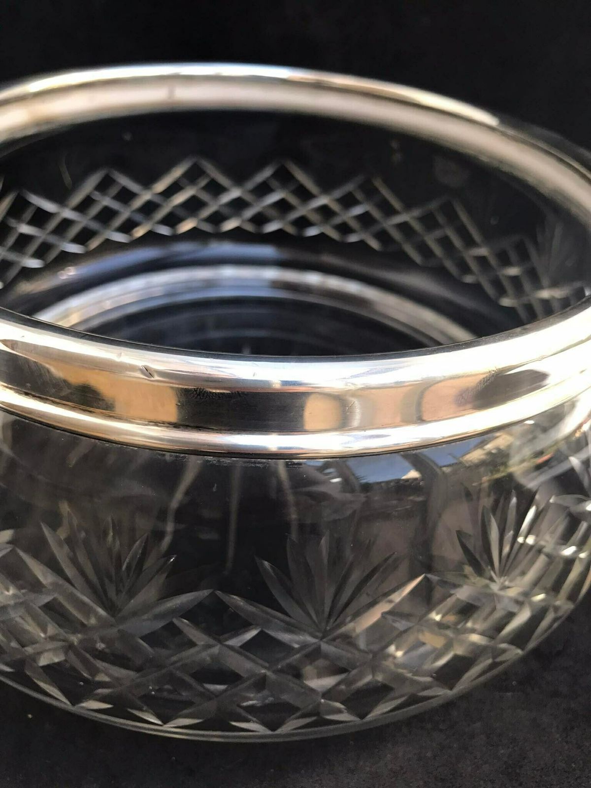 Salad Bowl Sterling Silver And Cut Crystal Large Bowl Antique English J T Wordsworth & Co Luxury Gift Wedding Gift Couple Gift Christmas photo Home Decor