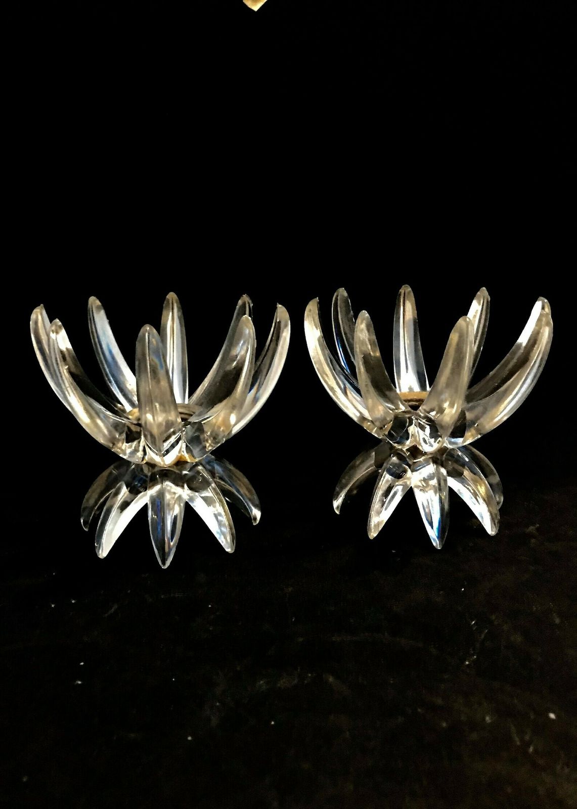 photo for sale Lucite Candlesticks, Clear Lucite Decor Candle Holders, Mid Century Atomic Decor Lucite German Friedel Ges Gesch Lotus Candle Holder, Mcm