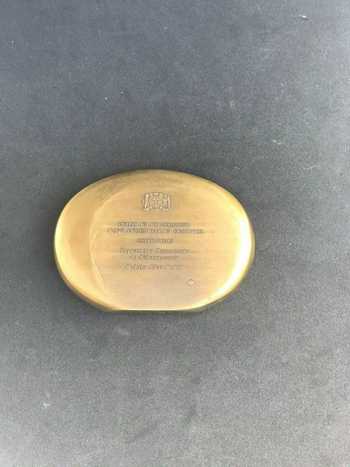 Paperweight Bronze USA French Ww2 Oval Medal Paperweight June 1944 D Day Normandy Desk Office Decor Veterans Day Gift Historic Collector photo vintage