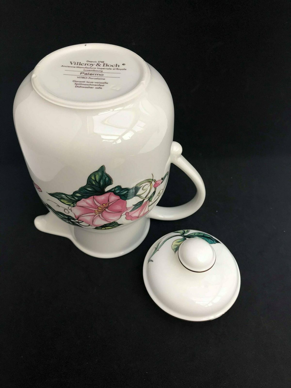 Villeroy And Boch Palermo Koffiepot Roze Morning Glory Rand Bruine Rand Koffiekan Grote Theepot Roze Bloem Decoratie English Breakfast photo for sale