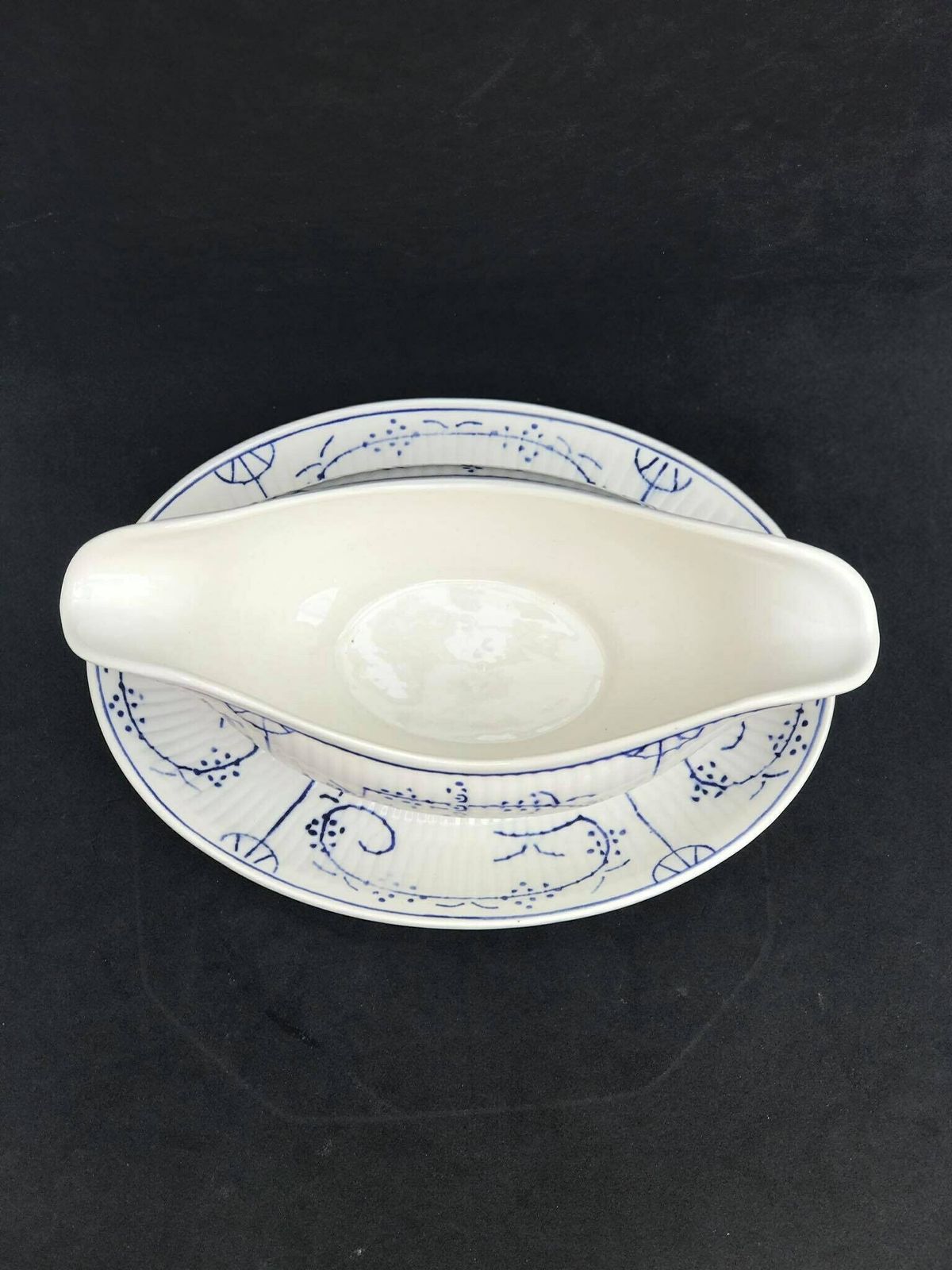 Boch Freres La Louviere Copenhagen Pattern, Gravy Boat With Saucer Dresden Blue White Porcelain 1920s, Antique Pottery Belgian Pottery photo buy