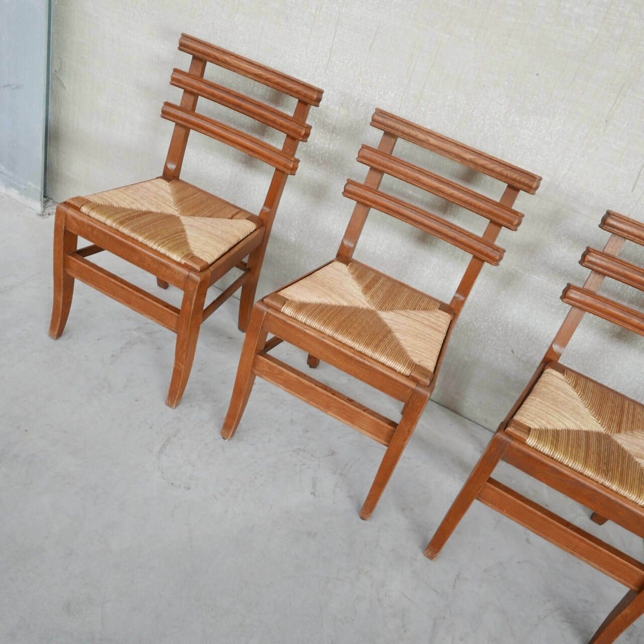 Set Of Six Mid Century French Oak Dining Chairs (6) photo 2750.0
