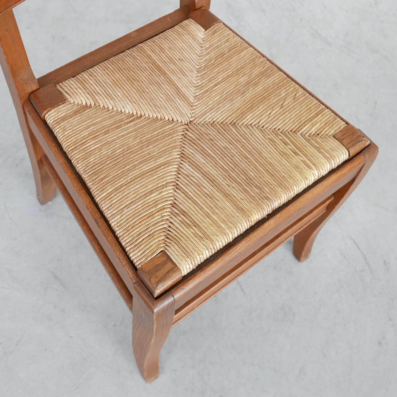 photo for sale Set Of Six Mid Century French Oak Dining Chairs (6)