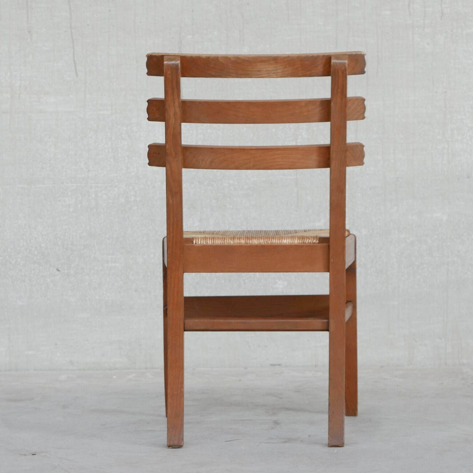 Furniture Set Of Six Mid Century French Oak Dining Chairs (6) photo