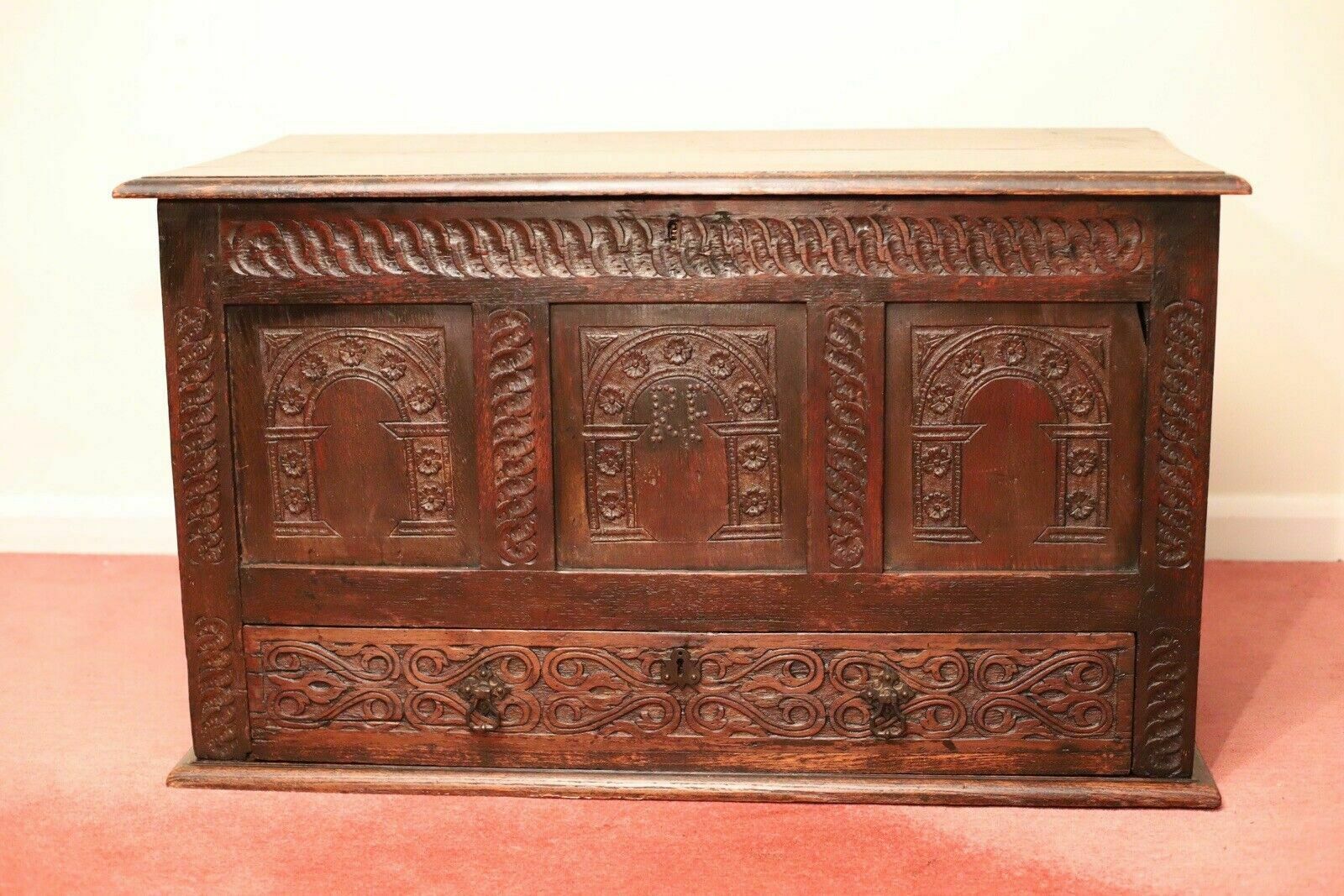 Unique Victorian Carved Oak Mule Chest Made By Hewetson Milner And Thexton Ltd photo furniture