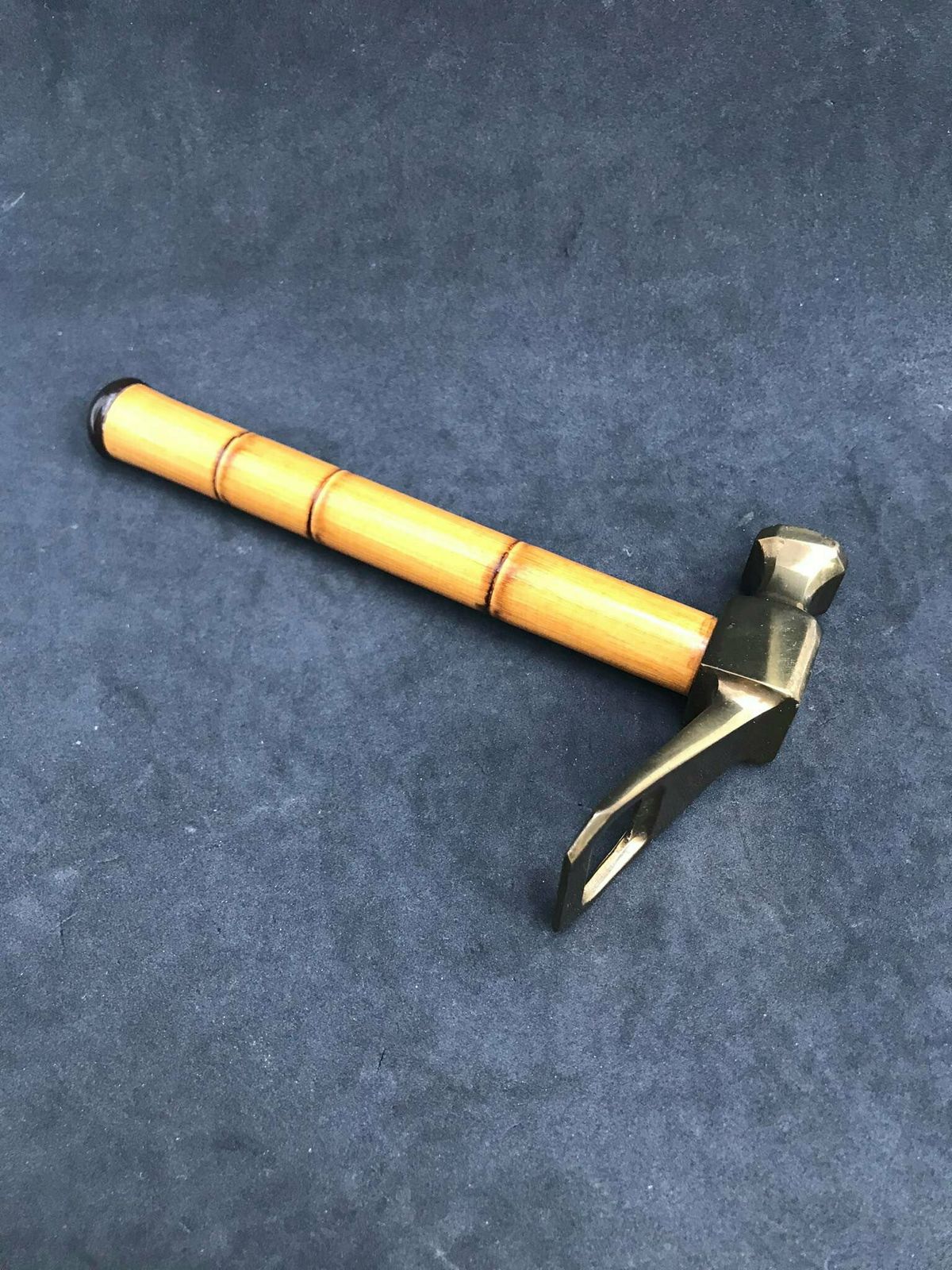 Bottle Opener, Nutcracker Cork Screw Mid Century Brass Hammer With Bamboo Handle, 1950s Tiki Bar Decor Gift For Him Man Cave Gift Boho Gift photo 196.0