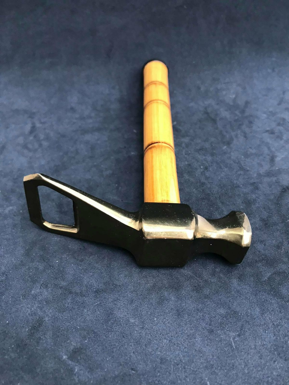Bottle Opener, Nutcracker Cork Screw Mid Century Brass Hammer With Bamboo Handle, 1950s Tiki Bar Decor Gift For Him Man Cave Gift Boho Gift photo vinterior