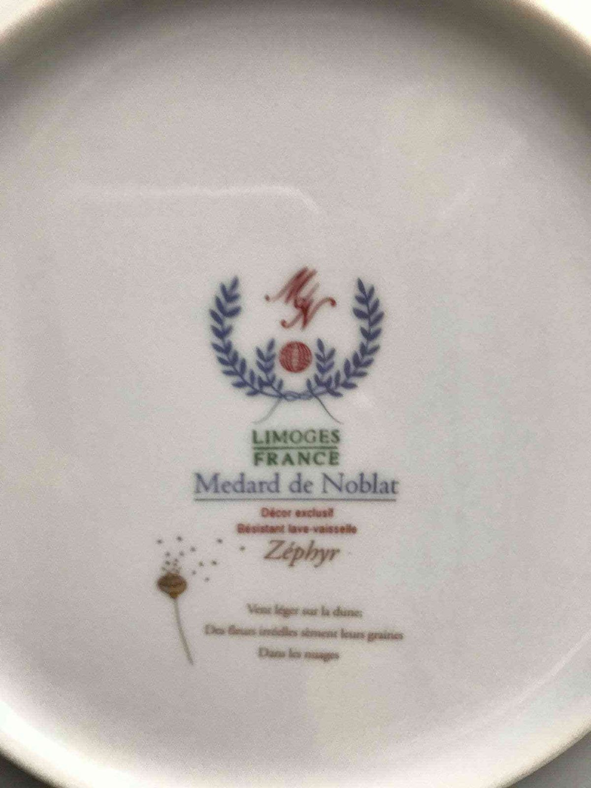 Medard De Noblat Limoges France Zephyr Amapola Dinner Plate Beige Light Blue Presentation Plate Extra Large Replacement Charger Plate photo vintage