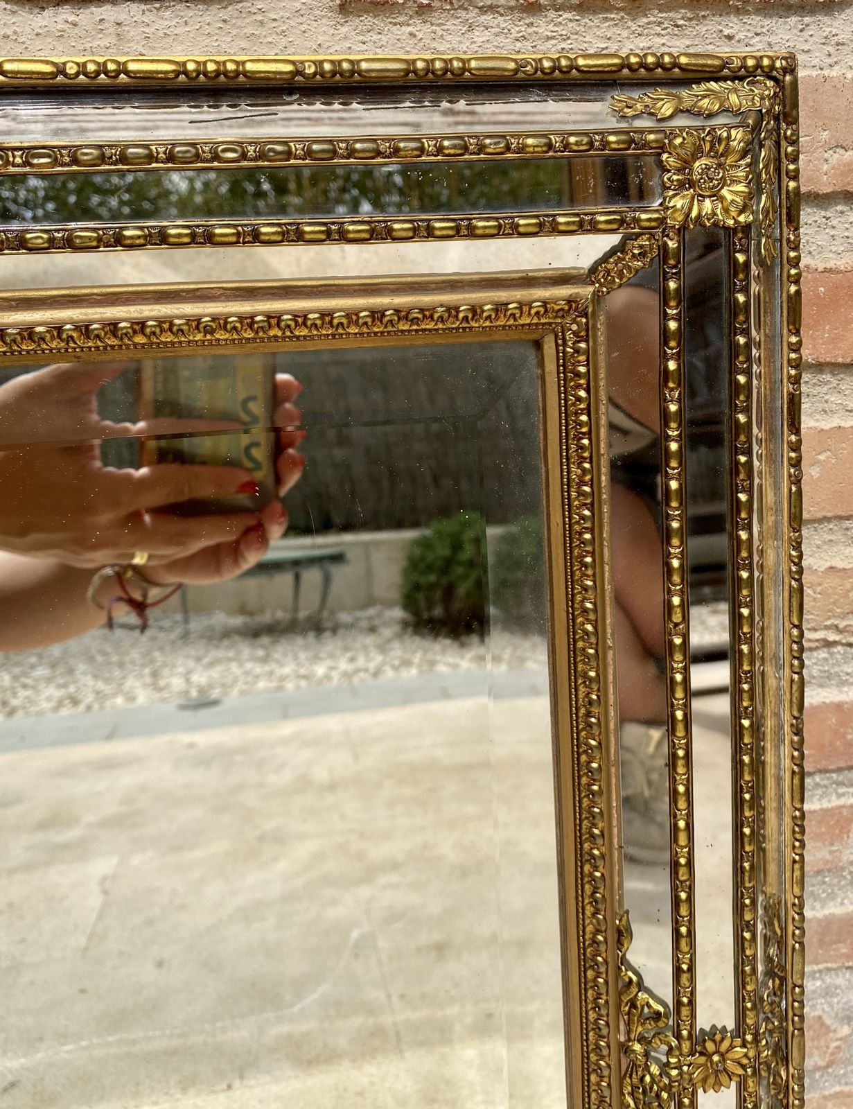 Gilded Carved Wood French Directoire Wall Venetian Mirror, Circa 1940 photo Home Decor