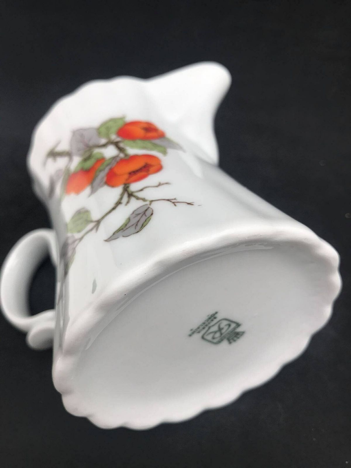 Creamer Porcelain Milk Jar Wunsiedel Bavaria 70s Wedding Gift, Mid Century, Glossy Porcelain Decor White Orange Orange Gift For Mom photo Home Decor