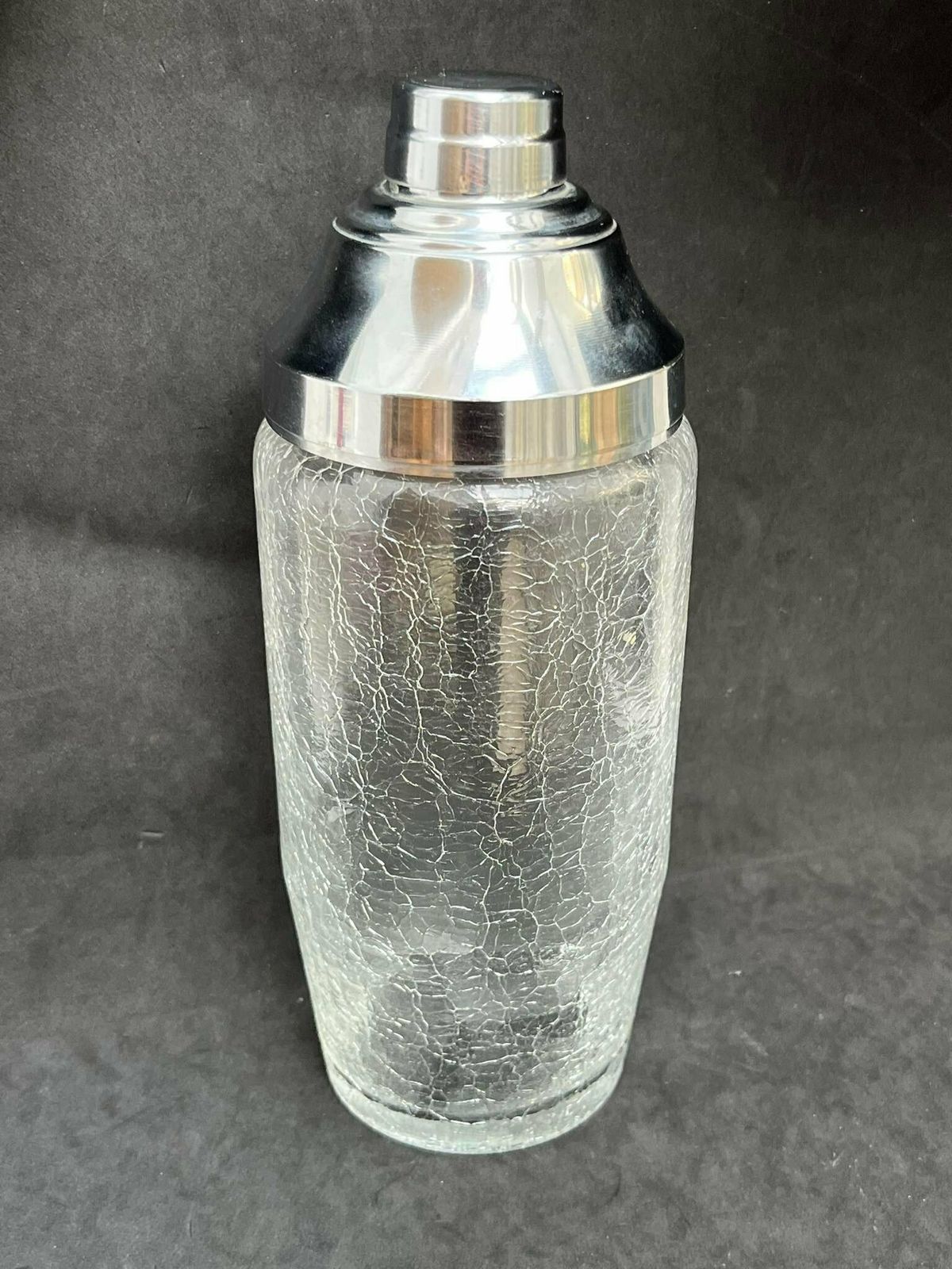 photo for sale Cocktail Shaker Glass Mid Century Crackled Glass Bar Accessories, Retro Bar Martini Shaker Bar Cart Gift For Him Man Cave Decor Gift Dad