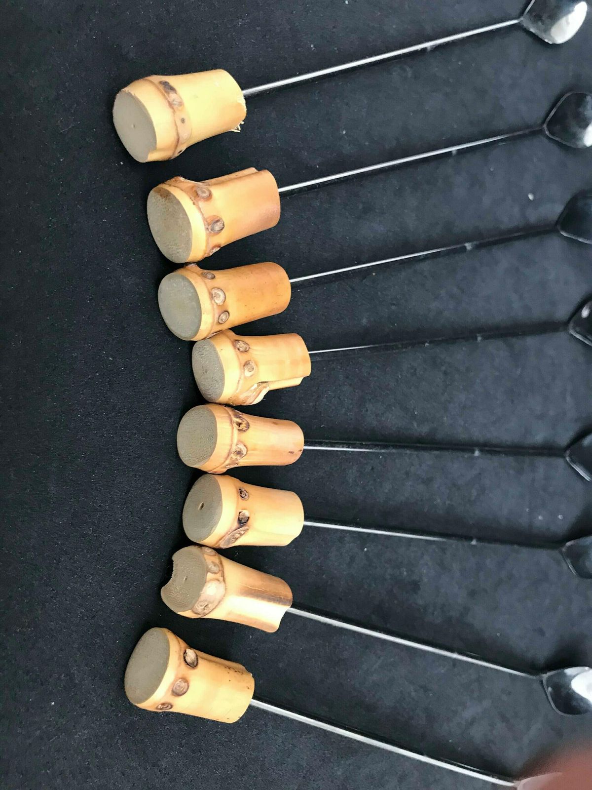 Bamboo Cocktail Spoons Handle Vintage France Set 8 Bar Accessories Boho Bar Tiki Bar Long Spoons Coffee Cold Tea Bar Tools Bohemian Gift photo 112.0