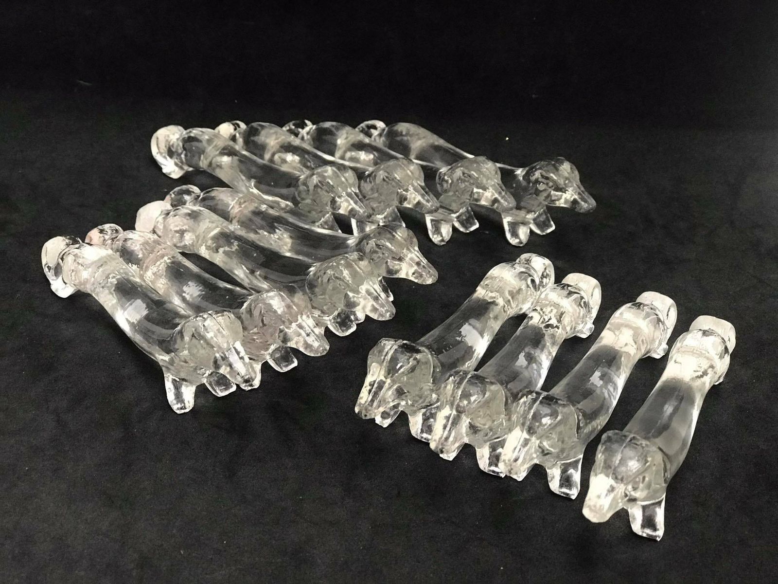 Dachshund Glass Clear Knife Rests Mid Century Gift Dog Lover Vintage Knife Set, Retro Table Holders Hostess Gift For Best Friend photo vintage