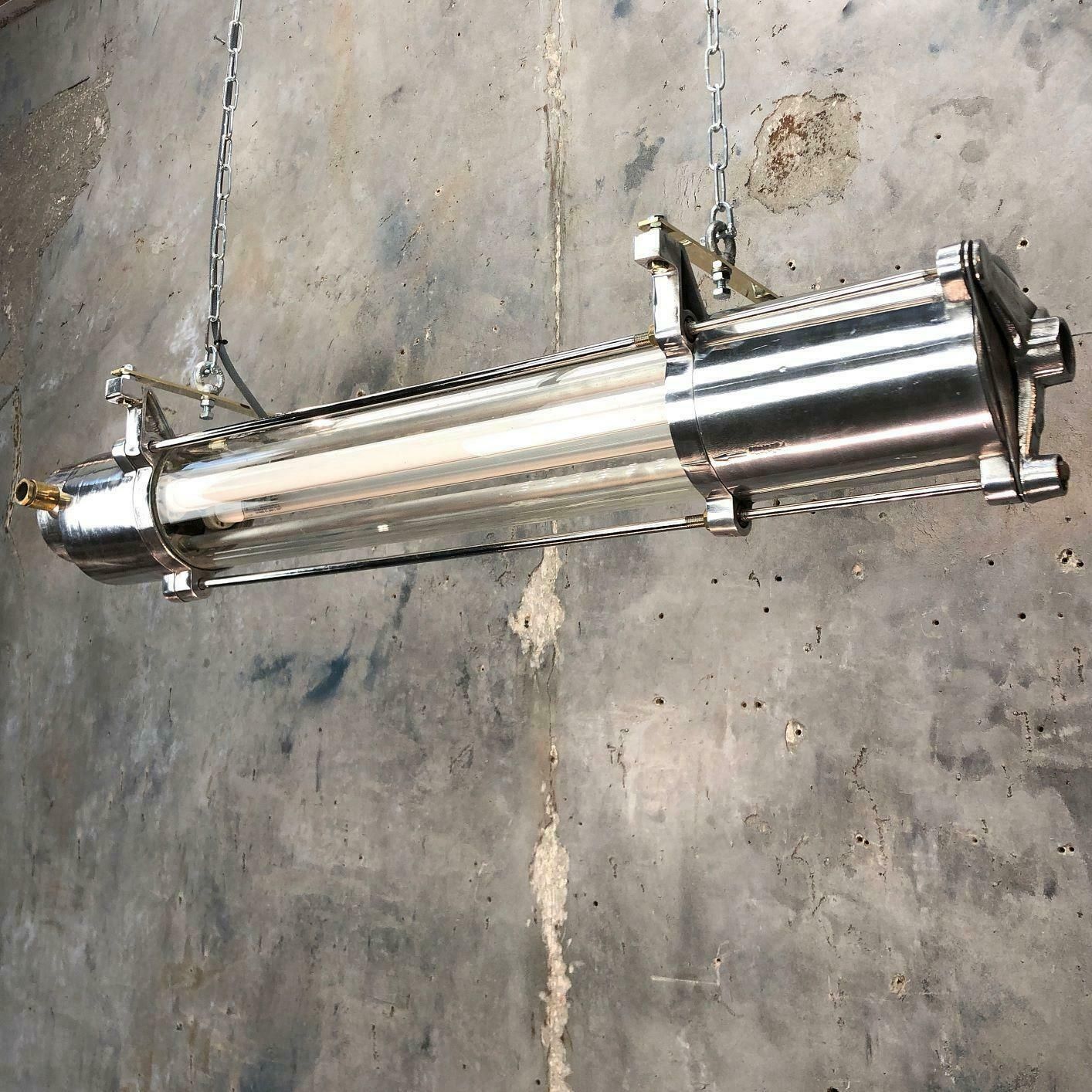 745.0 1970s German Industrial Cast Aluminium And Glass T8 Explosion Proof Striplight photo