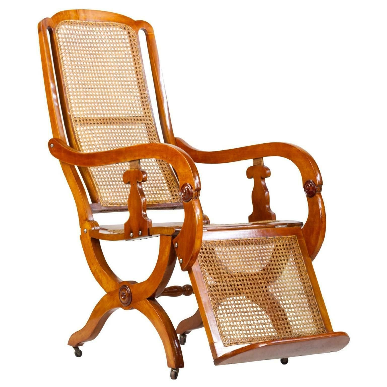 19th Century Biedermeier Reclining Cane Chair
